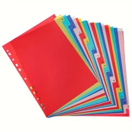 Inne - 21-częściowy zestaw wielokolorowych plastikowych przekładek indeksowych A4 z zakładkami, kompatybilny z uniwersalnym systemem dziurkowania 2/3/4/11 - miniaturka - grafika 1