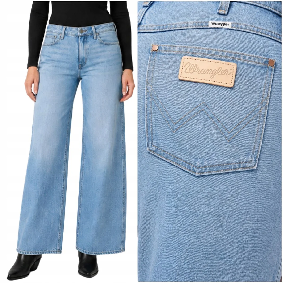 Wrangler World Wide luźne szerokie damskie spodnie letnie jeansowe W24 L32