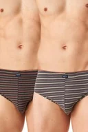 Majtki męskie - Slipy męskie bawełniane (2 pack) w paseczki z wewnętrzną gumą MPP 303 Key - miniaturka - grafika 1