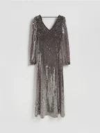 Sukienki - Reserved - Cekinowa sukienka maxi - beżowy - miniaturka - grafika 1