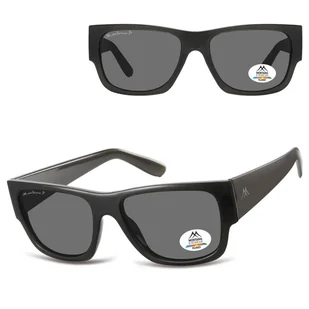 Szare prostokątne okulary przeciwsłoneczne z polaryzacją MP195C - Okulary korekcyjne, oprawki, szkła - miniaturka - grafika 1