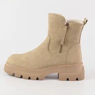 Botki damskie - Beżowe botki damskie na traperze Sergio Leone Tr906 - miniaturka - grafika 1