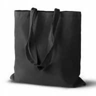 Torby i wózki na zakupy - Torba Bawełniana 38x42cm Czarna 220g z Długim Uchwytem Ekologiczna - miniaturka - grafika 1