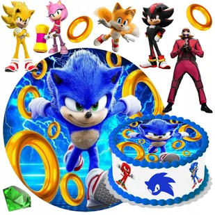 OPŁATEK NA TORT SONIC + TEKST + POSTACIE JADALNA DEKORACJA - Batoniki - miniaturka - grafika 1