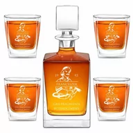 Karafki - Karafka do whisky cube z 4 szklankami i grawerem - miniaturka - grafika 1
