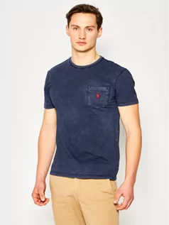 Koszulki męskie - Ralph Lauren Polo T-Shirt 710795137 Granatowy Custom Slim Fit - grafika 1