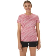 Koszulki i topy damskie - Damska Koszulka z krótkim rękawem ASICS CORE ALL OVER PRINT SS TOP W 2012C646-705 – Różowy - miniaturka - grafika 1