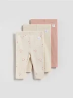 Komplety dla niemowląt - Reserved - Bawełniane legginsy 3 pack - złamana biel - miniaturka - grafika 1