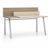 Stoły i stoliki do biura - B2B Partner Stół biurowy roboczy SINGLE LAYERS, blat przesuwny, z przegrodami, dąb naturalny / dąb bejcowany 611556 - miniaturka - grafika 1