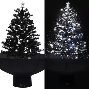 vidaXL Choinka sypiąca śniegiem, podstawa parasolowa, czarna, 75 cm - Choinki - miniaturka - grafika 1