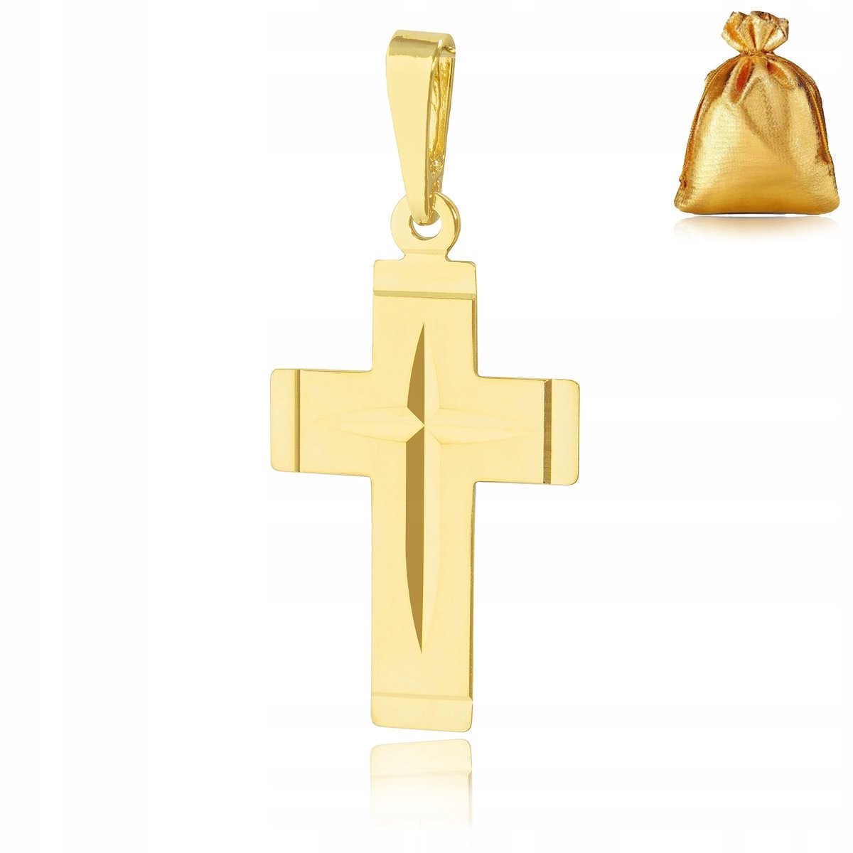 ZŁOTA ZAWIESZKA 585 925 WISIOREK SREBRNY KRZYŻ KRZYŻYK SREBRO POZŁACANE 14K