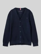 Swetry dla chłopców - Kardigan o kroju relaxed fit z imitacji dzianiny - miniaturka - grafika 1
