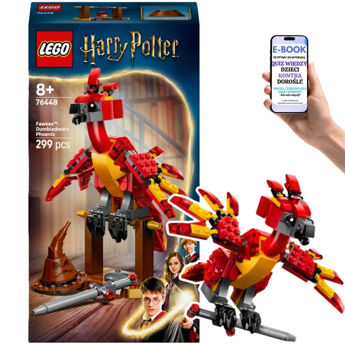 Zestaw LEGO Fawkes z Tiara Przydziału i Mieczem Gryffindora (76448) Magiczny PREZENT NA MIKOŁAJKI lub pod choinkę + EBOOK-2