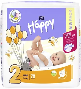 Bella Baby Happy HAPPY Mini 3-6 kg) Big Pack 78 szt pieluszki jednorazowe 5900516090791 - Pieluchy - miniaturka - grafika 2