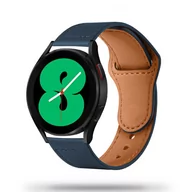 Akcesoria do smartwatchy - Skórzana Bransoleta Samsung Galaxy Watch 4/5/Classic/5 Pro/6/6 Classic Niebieska - miniaturka - grafika 1