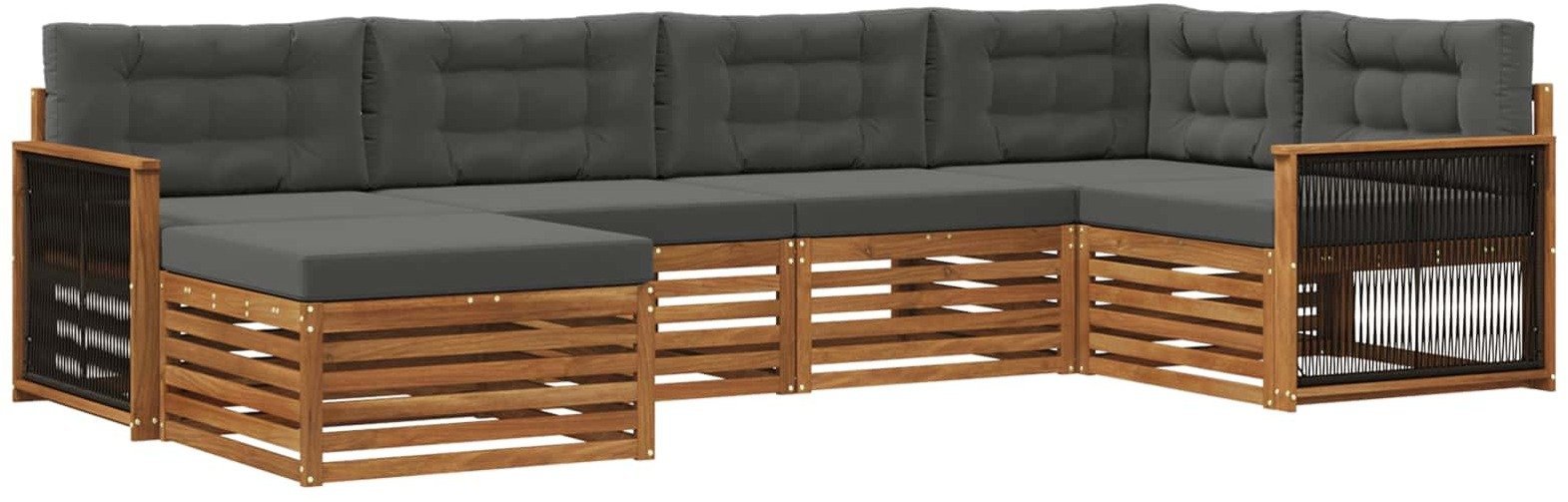 vidaXL Zestaw sof na zewnątrz z poduszką 6 pcs Naturalny i Antracytowy
