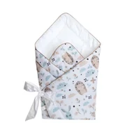 Rożki i beciki - ROŻEK NIEMOWLĘCY OTULACZ 75X75 cm BIAŁY Z JEŻ - miniaturka - grafika 1