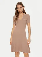 Sukienki - Guess Sukienka dzianinowa W5RK18 Z2U00 Beżowy Regular Fit - miniaturka - grafika 1