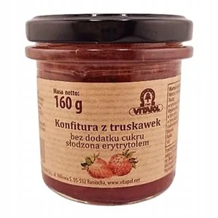 Konfitura z truskawek słodzona erytrytolem bez cukru 160g Vitapol - Konfitury, marmolady, powidła - miniaturka - grafika 1