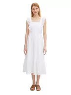 Sukienki - TOM TAILOR Denim Damski Sukienka midi z haftem z dziurkami 1031394, 20000 - White, XXL - miniaturka - grafika 1