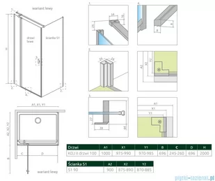 Radaway Nes Kdj II Brushed Gold kabina 100x90cm lewa szczotkowane złoto 10032100-99-01L/10039090-01-01 - Kabiny prysznicowe Radaway Nes Kdj II Brushed Gold kabina 100x90cm lewa szczotkowane złoto 10032100-99-01L/10039090-01-01 - Kabiny prysznicowe - miniaturka - grafika 2