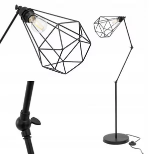 Lampa Stojąca Podłogowa Black Loft Czarna Reno - Lampy stojące - miniaturka - grafika 1