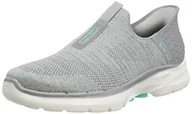 Trampki damskie - Skechers Damskie tenisówki GO Walk 6, szary materiał/wykończenie, 2 UK, Szare wykończenie tekstylne - miniaturka - grafika 1