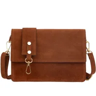 Torebki damskie - Mała Torebka Zamszowa Vezze Frena Brązowa - miniaturka - grafika 1