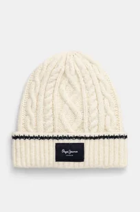 Pepe Jeans czapka WANDA HAT kolor biały z grubej dzianiny PL040359 - Czapki damskie - miniaturka - grafika 1