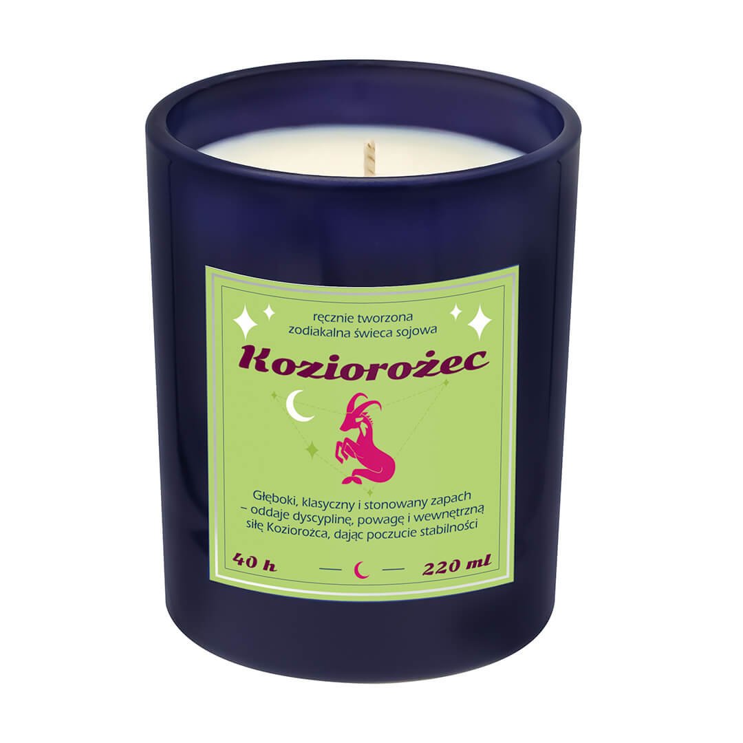 Świeca zodiakalna sojowa naturalna zapachowa KOZIOROŻEC - bezpieczna, ręcznie robiona w szklanym słoiczku na prezent upominek dla osoby ze znakiem z..