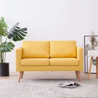 Sofy i kanapy - vidaXL vidaXL Sofa 2-osobowa tapicerowana tkaniną, żółta - miniaturka - grafika 1
