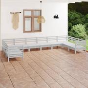 Meble ogrodowe - vidaXL 10-cz zestaw wypoczynkowy do ogrodu biały drewno sosnowe 3083545 - miniaturka - grafika 1