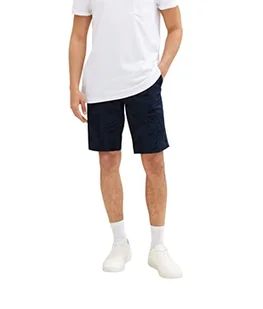 TOM TAILOR Męskie szorty slim chinosy, bermudy ze wzorem palmowym, 31800 - Navy Tonal Big Leaf Design, 38 - Spodenki damskie - miniaturka - grafika 1
