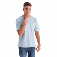 Koszulki męskie - Męski t-shirt LOOSE FIT z kieszonką - błękitny V4 OM-TSCT-0171 rozmiar XL - miniaturka - grafika 1