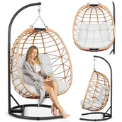 Hamaki - Fotel ogrodowy wiszący Tihuana brązowy + szare poduszki Sofotel - miniaturka - grafika 1