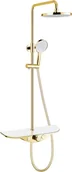 Zestawy prysznicowe - Mexen Exxo zestaw prysznicowy natynkowy z deszczownicą i baterią, złoty/biały - 78113-25 - miniaturka - grafika 1