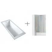 Wanny - CALDO DPL533WL + REA-W5601 CALDO SCHEDPOL Wanna akrylowa SLIM w technologii STANDARDOWEJ, laminowana 170x70x37 + Elegant Gold Parawan wannowy 800x1400 - miniaturka - grafika 1