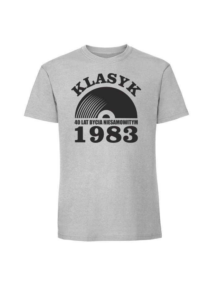 Męska koszulka z nadrukiem - 1983 klasyk płyta winylowa 40 1983 Pastelowy szary M