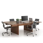 Biurka - Stół DOUBLE SOLID + 2x rozszerzenie blatu, 2400 x 1650 x 743 mm, orzech - miniaturka - grafika 1