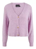 Swetry damskie - PIECES Damski kardigan NOOS BC PCELLEN LS Knit Cardigan z dzianiny, fioletowy różowy, L - miniaturka - grafika 1