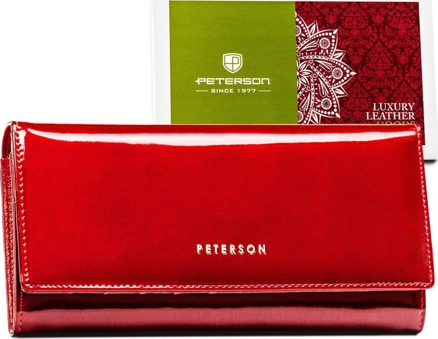 Peterson Lakierowany portfel damski czerwony z ochroną RFID - Peterson NoSize