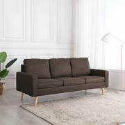 Sofy i kanapy - vidaXL 3-osobowa sofa, brązowa, tapicerowana tkaniną - miniaturka - grafika 1