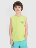 Koszulki i topy damskie - 4F Tank top regular z nadrukiem chłopięcy 4FJWSS25TSLEM162-45S Zielony Roz. 134 - miniaturka - grafika 1