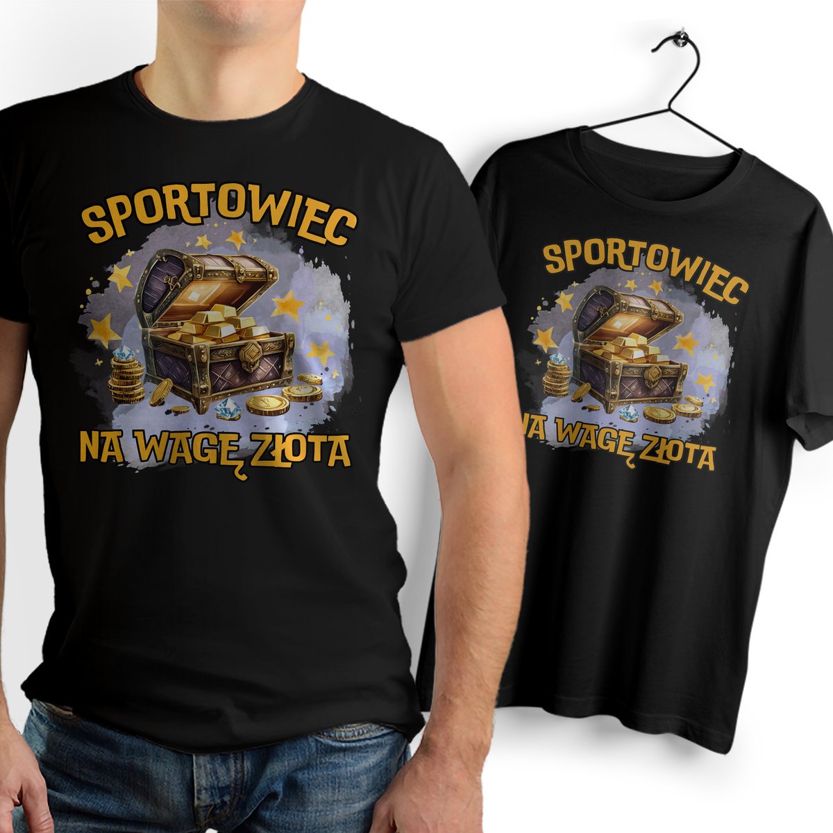 T-Shirt czarny Dla Sportowca Na Prezent z Dowolnym Nadrukiem Zdjęciem