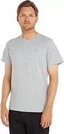 Koszulki męskie - Tommy Jeans Męskie TJM klasyczna koszulka z dekoltem C S/S dzianinowe topy, Lt Grey HTR, XXS - miniaturka - grafika 1