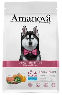 Amanova Adult Sensitive Salmon Deluxe 10kg - Sucha karma dla psów - miniaturka - grafika 1