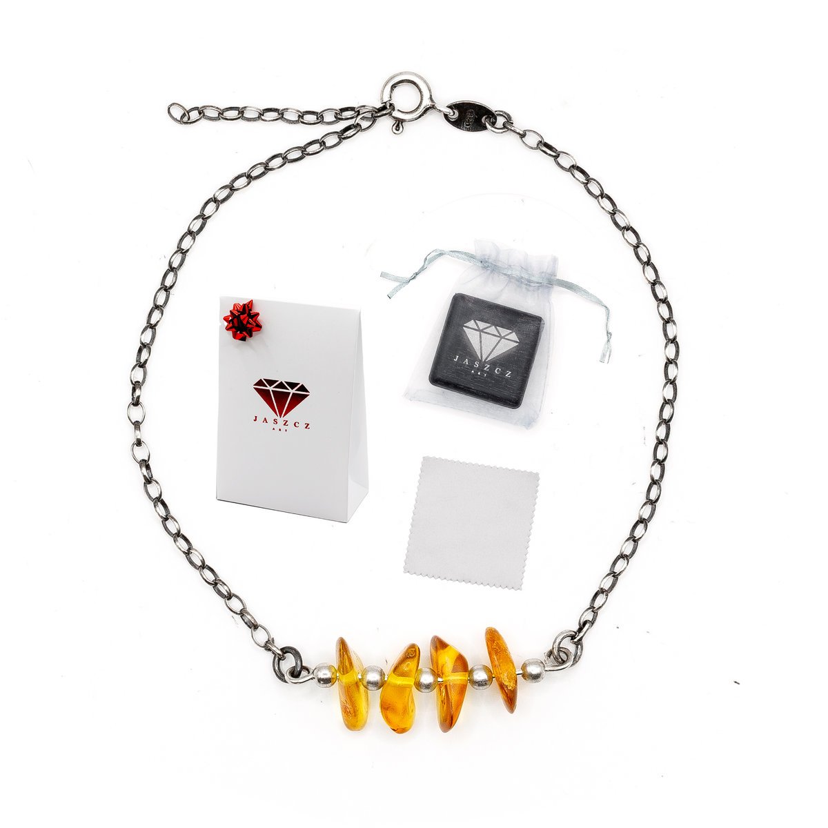 Bransoletka Bursztyn Kamień Naturalny Srebro925 Oksydowane Prezent Handmade