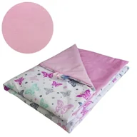 Koce i narzuty dla dzieci - Kocyk Dziecięcy 75x100 Ocieplany Motylki/Róż Bawełna/Velvet Polski Producent - miniaturka - grafika 1