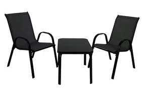 ZESTAW MEBLI OGRODOWYCH BALKON TARAS STÓŁ STOLIK 2x KRZESŁA MALAGA CZARNY - Meble ogrodowe - miniaturka - grafika 1