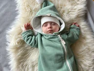 Kombinezony dla dzieci - Kombinezon dziecięcy bawełniany GOTS - brudna mięta - miniaturka - grafika 1